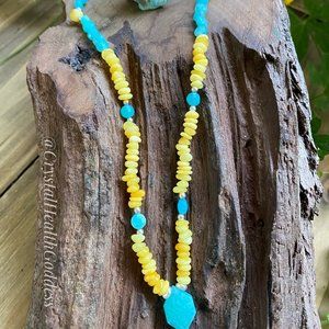 Baltic Amber Amazonite Necklace 925 Sterling Silver